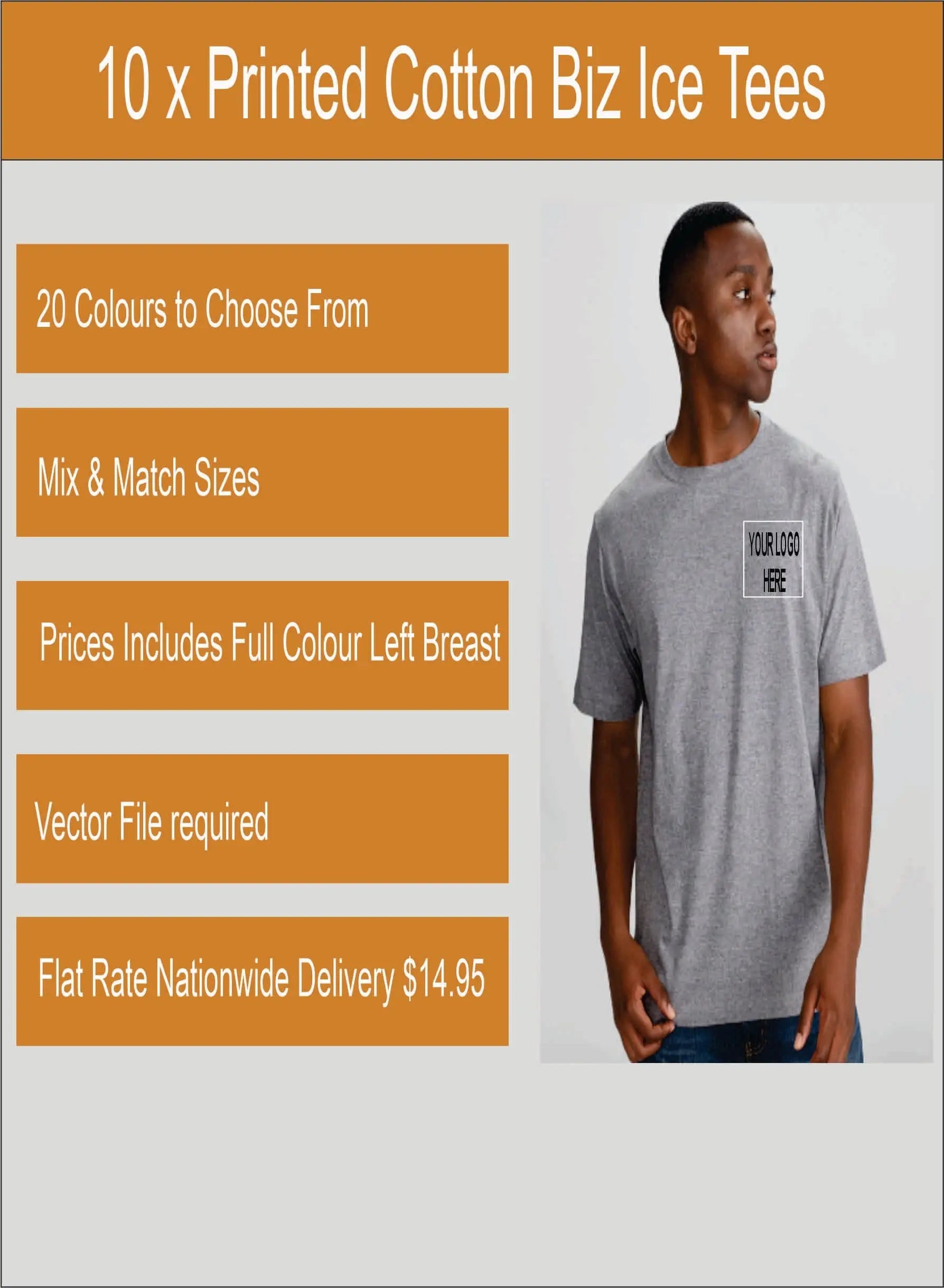 Printed Biz Collection Printed Cotton Tees 10 Pack Printed Packs